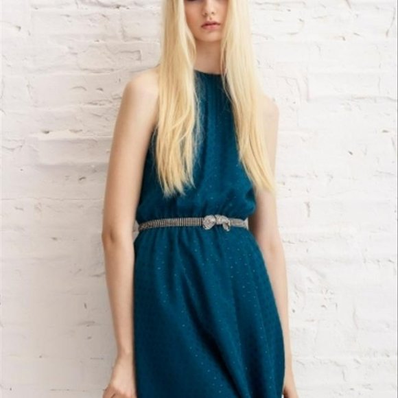 Erin Fetherston Teal Shirred Neck Sheath Bnwt Orig Price Cocktail Dress - Picture 8 of 9